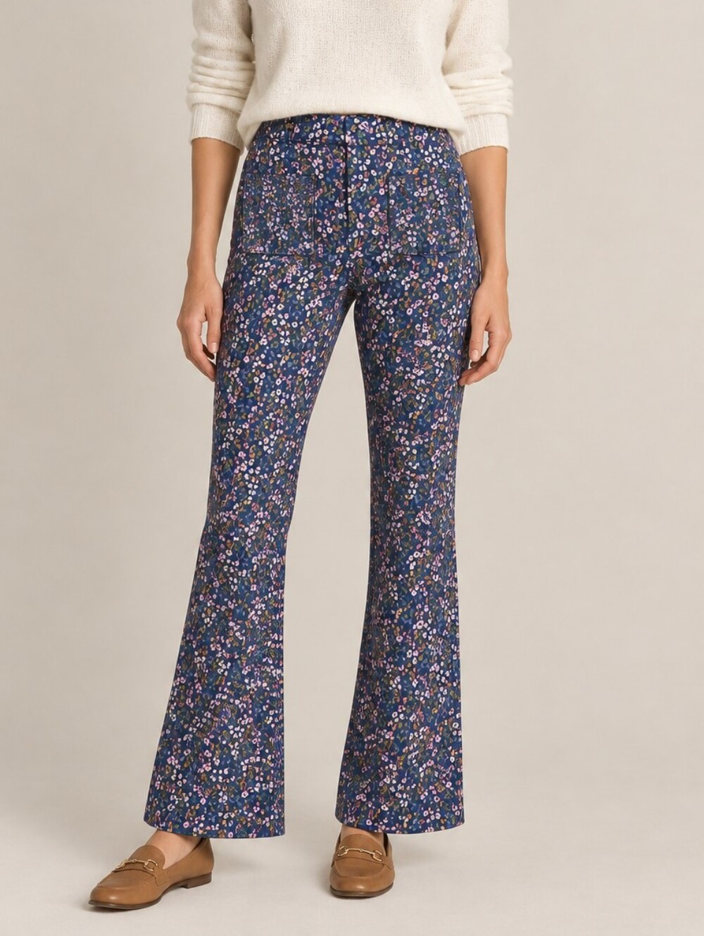 Haver & Blair London Ditsy Floral Stretch Pull On Pants Slacks Fall Winter Fun S
